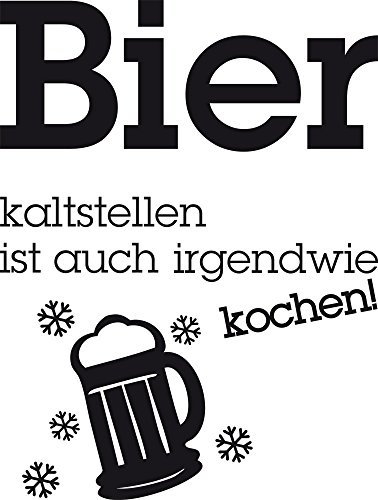 GRAZDesign Kühlschrank Aufkleber Bier kaltstellen ist auch kochen Wandtattoo Küche Sprüche lustig Kühlschrankaufkleber - 40x30cm / 070 schwarz
