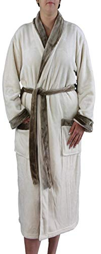 Gözze - Accappatoio Unisex con Con Collo a Scialle, Sensazione di Seta, 100% Microfibra, 330 g/m², Taglia, 100% Microfibra, XXL - Bianco Lana