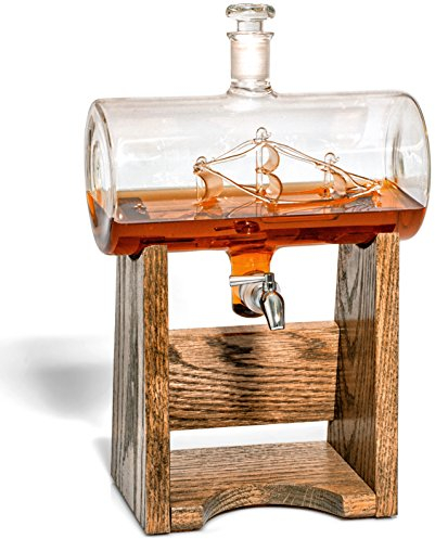 Prestige Decanters Bourbon Whiskey Decanter - 1150ml Liquor Dispenser, Sailing/Boating Gifts for Men and Women, Nautical Decor, Unique Bourbon Gifts