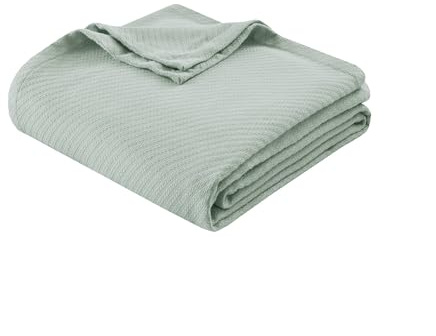 Madison Park Liquid Cotton Luxury Blanket Premium Soft Cozy 100% Ring Spun Cotton For Bed, Couch or Sofa, Full/Queen, Sea Foam