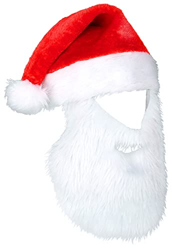DEGUISE TOI Weihnachtsmann Mütze mit Bart für Erwachsene - Rot