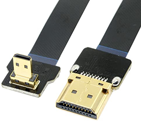 chenyang CYFPV Micro HDMI vers HDMI mâle Extension FPC câble plat 1080P 90 degrés vers le bas coudé 0.5M