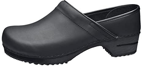 Sanita | Jamie Geschlossener Clog | Original handgemacht | Leder-Holzclogs für Männer | Schwarz | EU 45