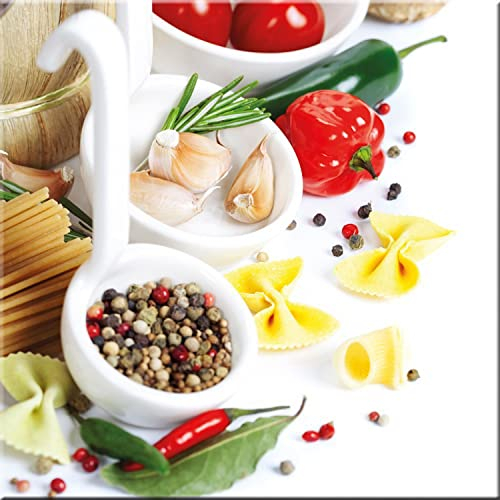 artissimo Glasbild 30x30 cm Küchenbild: italienische Pasta AG2055A - Bild aus Glas, Wandbild Küche modern