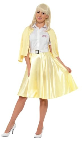 Good Sandy Grease Costume With Yellow Skirt Mock Cardigan Belt & Headband