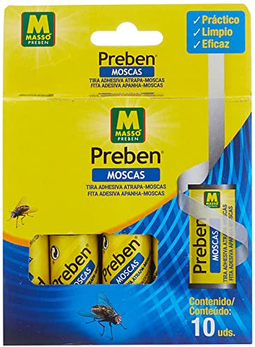 Preben 231390 - Tira atrapa-Moscas 10 un, 11 x 14.5 x 2.5 cm, Color Amarillo