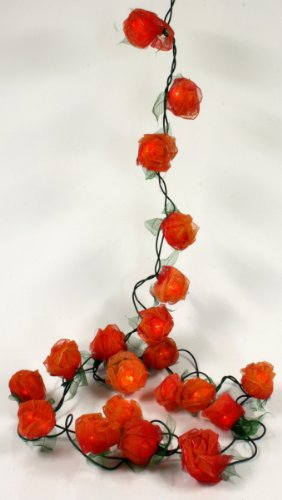 GURU SHOP Blüten LED Lichterkette. - 20 Stk Rose Orange/rot, 6x6x350 cm