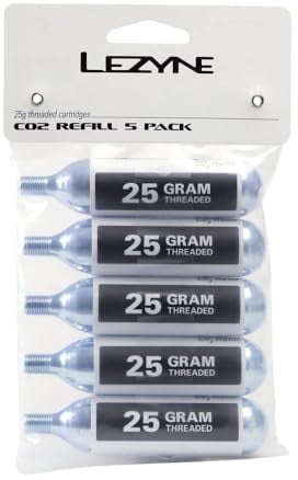 LEZYNE Unisex-Adult CO2 Ersatzkartuschen 25g 5Stk Zubehör, Silver/White/Black Sticker, 25 Grams