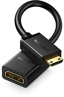 UGREEN Mini HDMI Adapter 4K Mini HDMI auf HDMI Adapter 18Gbit/s unterstützt 3D, Ethernet ARC kompatibel mit Raspberry Pi Zero 2 W, Canon Kamera(20CM)