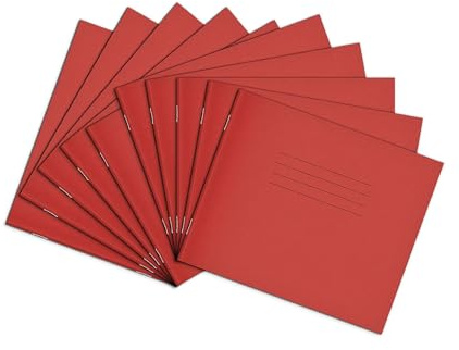 Rhino 138 x 165 Exercise Books, 24-Page / 15mm Lined Paper Notebook, 100-Pack, Writing Book, Office & School Stationery Supplies, Red