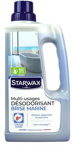 STARWAX - Nettoyant Multi-Usages - Parfum Brise Marine - Nettoie, Dégraisse, Désodorise - Longue Durée - Formule Concentrée - Sans Javel - Sans Rincage -Fabriqué en France - 1 L - jusqu'à 1000 m²