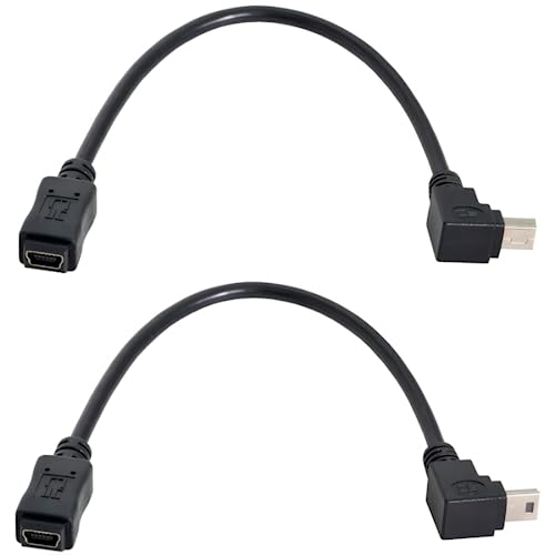 CY 2 cables de extensión de 90 grados hacia arriba y hacia abajo mini USB de 5 pines macho a hembra, 0,2 m