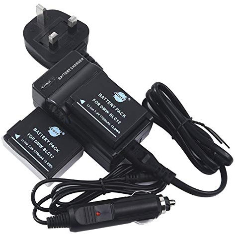 DSTE® 2x DMW-BLC12 Replacement Battery + DC114U Travel and Car Charger Adapter for Panasonic Lumix DMC-G5 DMC-G6 DMC-G7 DMC-GH2 DMC-FZ200 DMC-FZ200GK DMC-FZ1000 V-LUX4 Leica Q Camera as DMW-BLC12E DMW-BLC12PP BP-DC12 BP-DC12U BP-DC12E