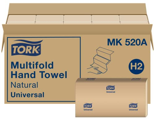 Tork Universal mk520 a Multifold Papier Handtuch, 1 lagig, 23,2 cm Breite x 24,1 cm Länge, natur, grün, zertifiziert (Fall von 16, 250 Pro-Pack, 4.000 Handtücher)
