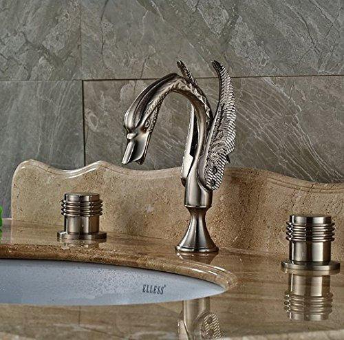 Gowe Luxe Nickel brossé Swan robinet Répandue Lavabo de salle de bain baignoire Bec robinet mitigeur