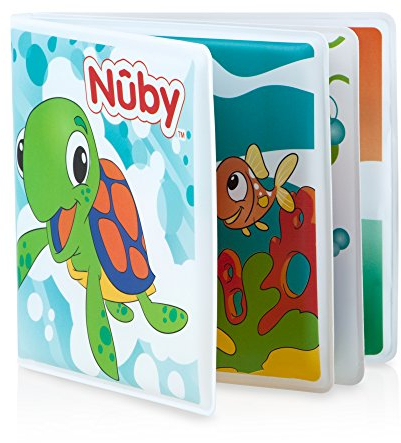 Nuby Libro de Baño Animales Acuáticos – Páginas Impermeables – Apto Desde el Nacimiento – Descubrimiento, Colores Vivos y Página Sorpresa