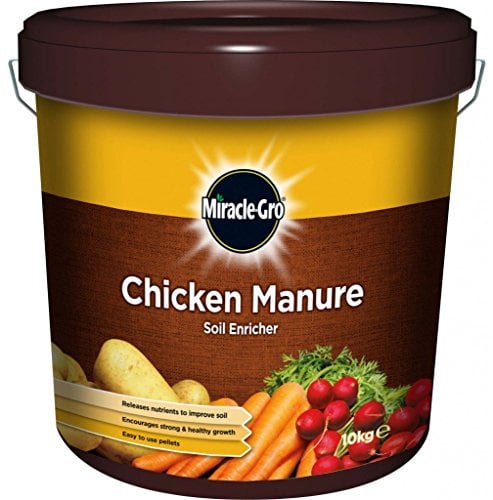 Miracle-Gro Chicken Manure Soil Enricher - 10KG Tub Easy To Use Pellets