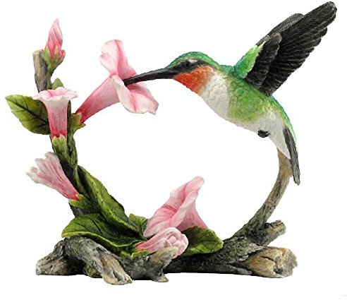 US Kolibri-Statue, Rubin, 14 cm, Rosa und Grün