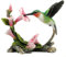 US Kolibri-Statue, Rubin, 14 cm, Rosa und Grün