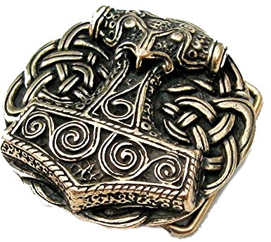 Battle-Merchant Gürtelschnalle - Thorshammer aus Schonen - Wikinger - Thor - Odin - Hammer Farbe Bronze
