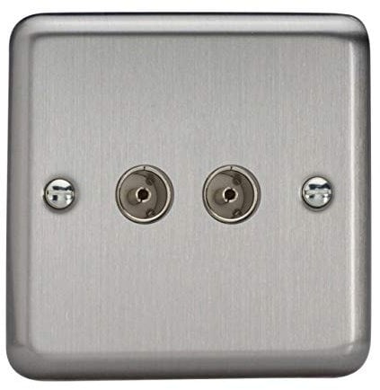 Varilight Double TV Socket Co-Axial - Value Matt Chrome