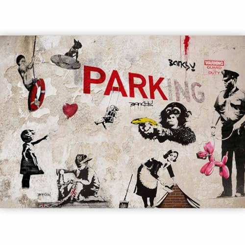 Fotomurales B&D XXL 250x175 cm Papel pintado tejido no tejido Decoración de Pared decorativos Murales moderna Diseno Fotográfico Banksy Graffiti Mural i-a-0107-a-b