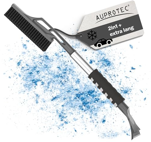 AUPROTEC Eiskratzer Auto mit Besen & Softgriff XXL 72 cm/Eiskratzer mit Besen/Scheibenkratzer Auto/Schneekratzer Auto mit Besen/Scheibenkratzer Winter/Eisschaber Auto - Grau