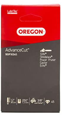 Oregon 90PX045E Catena per motosega passo 3/8 - 0,043 (1,1 mm), calibro 45, maglie di trasmissione (90SG) - catena da 12 pollici