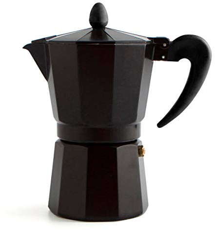 Quid CAFETERA 3T Black Coffee Alum INDUC QD Caffettiera Italiana, Acciaio Inossidabile, Nero, 3 Tazze