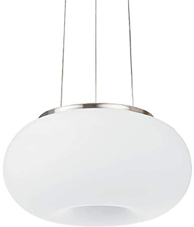EGLO Pendellampe Optica, 2 flammige Pendelleuchte, Hängeleuchte aus Stahl, Farbe: Nickel matt, Glas: Opal matt weiß, Fassung: E27, Ø: 28 cm