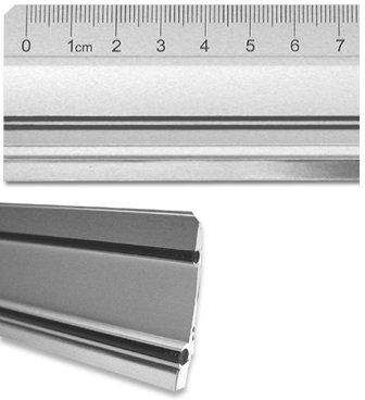 Aluminiumlineal mit Stahlkante 100cm - Alulineal mit Antirutschbeschichtung, Schneidelineal mit umlaufender Stahlkante