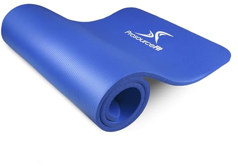 ProsourceFit Extra Thick Yoga and Pilates Mat 1/2 (13mm) 71-inch Long High Density Exercise Mat with Comfort Foam and Carrying Strap, Blue