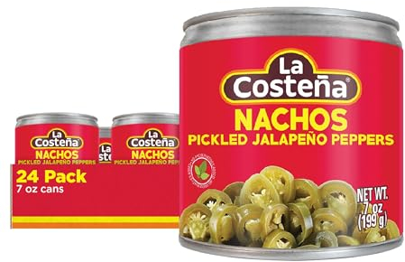 La Costeña Geschnittene Nacho Jalapeno Paprika – eingelegte Jalapenos – Jalapeno-Pfeffer – Peperoni – mexikanisches Essen, Guacamole, würzige Nacho- und Taco-Garnierungen, Enchiladas und Salsa – 200