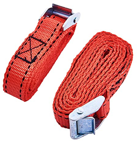 Amtech 2 pc Tie Down Straps, Tough Polypropylene with Metal Cam Buckles, Up to 150 kg Secure Load Control, 2.5 m x 25 mm