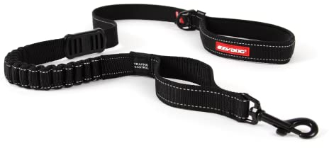 EzyDog Hundeleine für Große, Mittelgroße Hunde - Elastische Leine mit Bungee Ruckdämpfer - 'Zero Shock' Leine für Hunde - Hunde Leine Stabil, Reflektierend (128cm, Schwarz)