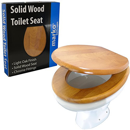 Light Oak Look Solid Wood Toilet Seat With Fittings Included Bathroom WC