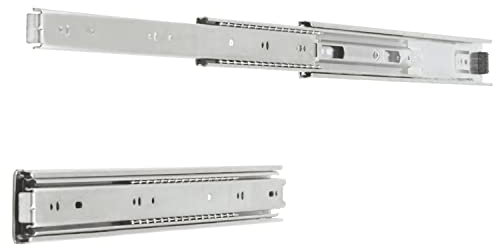 Amig - Guía de Cajón de Extracción Total 600x45mm - Con Rodamientos de Acero - Resistente 30kg/par - Para Muebles y Bricolaje, Plateado, Acero Aleado
