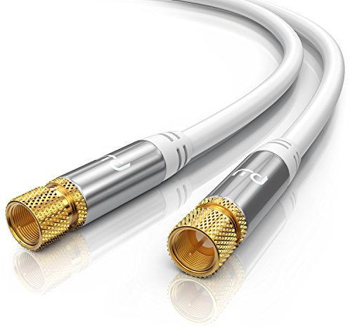CSL - 3m Câble d'antenne Satellite coaxial TV mâle à mâle - Connecteur F mâle vers F mâle Plaqués Or 135 DB 75 Ohm - 4K UHD Câble antenne Satellite fiche F TV HD DVB-T2 Radio Modem routeur - Blanc