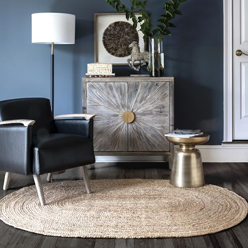 nuLOOM Rigo Natural Solid Flatweave Area Rug, Oval 8' x 10'