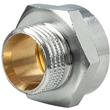 tecuro Reduzierverlängerung Außengewinde G 3/8 Zoll x Innengewinde Rp 1/2 Zoll, Messing CW617N nach Trinkwasserverordnung 50930-6, glanzverchromt