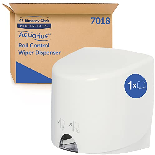 Aquarius Roll Control Wischtuchspender 7018 – Spender für Rollen mit Zentralentnahme – 1 x weißer, wandmontierter Spender für Rollen mit Zentralentnahme