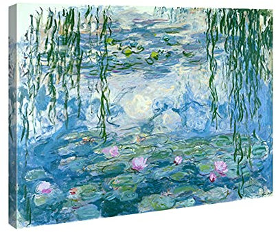 Wieco Art Impression giclée sur toile de nénuphars par Claude Monet Célèbre peinture à l'huile Fleurs Reproduction moderne paysage clsssique œuvre d'art imprimée sur toile pour la maison et le bureau