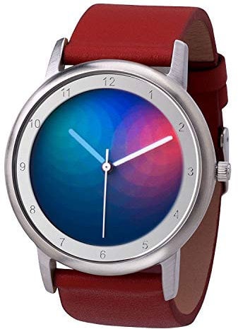 Rainbow Watch Unisex Uhr Quarz Avantgardia Sphere mit rotem Echtleder Armband