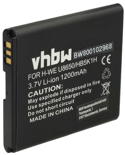 vhbw Akku kompatibel mit Huawei Ascend Y200 | Ascend Y201 Pro, Ideos U8650, Sonic, M865, C8650 Handy Smartphone Telefon (1200 mAh, 3,7 V, Li-Ion)