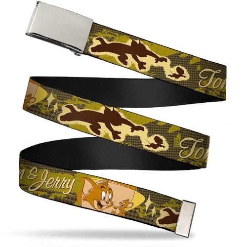 Buckle-Down Unisex-Erwachsene Webgürtel Tom und Jerry, mehrfarbig, 3,8 cm breit, passend für bis zu 106,7 cm Hosengröße