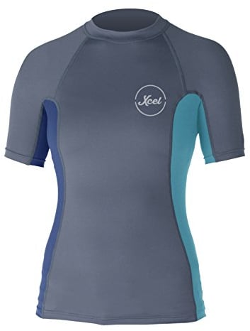 XCEL Paradise UV Kurzarm Neoprenanzug mit Schlüsseltasche, Gunmetal/Denim/Lake Blue, Medium