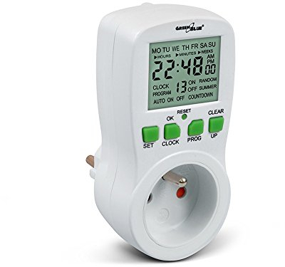 GreenBlue GB107 Timer Interruptor de Tiempo Temporizador Digital Enchufe Frances con Pin de Tierra