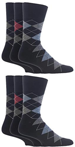 NEW: 6 Pack Men's Gentle Grip No Elastic Socks 7-12 us - Black -