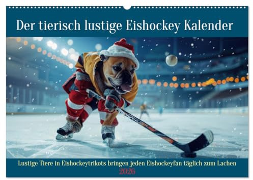 Der tierisch lustige Eishockey Kalender (Wandkalender 2026 DIN A2 quer), CALVENDO Monatskalender: Lustige Tiere in Eishockeytrikots bringen jeden Eishockeyfan täglich zum Lachen (CALVENDO Sport)