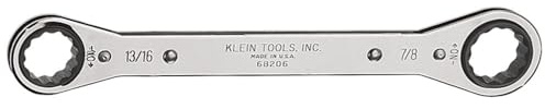 Klein Tools 68206 Ratschenschlüssel, 13/16 Zoll x 7/8 Zoll mit Umkehrratsche und verchromter Oberfläche